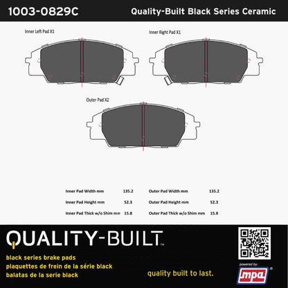Quality-Built Black Series Ceramic Brake Pads 1003-0829C