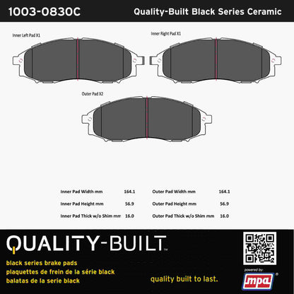 Quality-Built Black Series Ceramic Brake Pads 1003-0830C