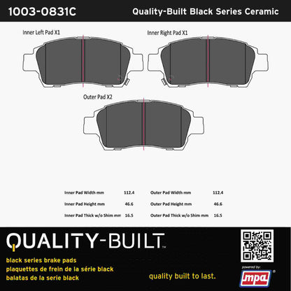 Quality-Built Black Series Ceramic Brake Pads 1003-0831C