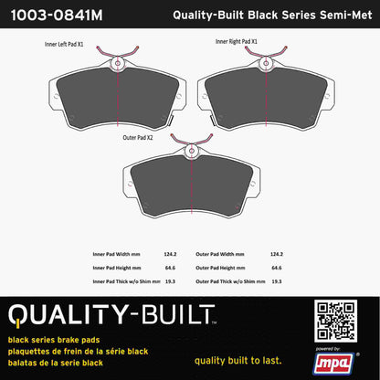Quality-Built Black Series Semi-Metallic Brake Pads 1003-0841M