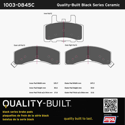 Quality-Built Black Series Ceramic Brake Pads 1003-0845C