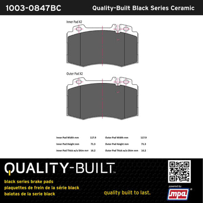 Quality-Built Black Series Ceramic Brake Pads 1003-0847BC