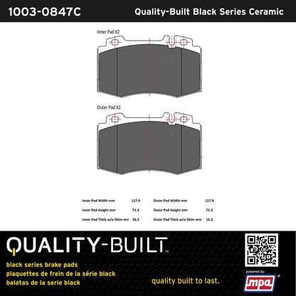 Quality-Built Black Series Ceramic Brake Pads 1003-0847C