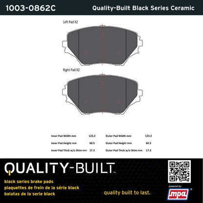 Quality-Built Black Series Ceramic Brake Pads 1003-0862C