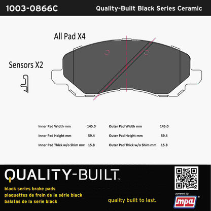 Quality-Built Black Series Ceramic Brake Pads 1003-0866C