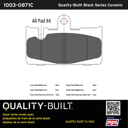 Quality-Built Black Series Ceramic Brake Pads 1003-0871C