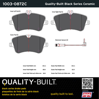 Quality-Built Black Series Ceramic Brake Pads 1003-0872C