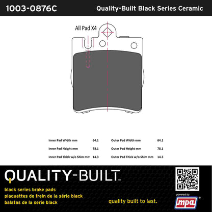 Quality-Built Black Series Ceramic Brake Pads 1003-0876C