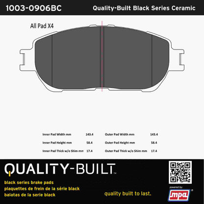Quality-Built Black Series Ceramic Brake Pads 1003-0906BC