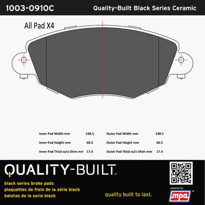 Quality-Built Black Series Ceramic Brake Pads 1003-0910C