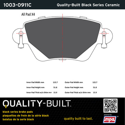 Quality-Built Black Series Ceramic Brake Pads 1003-0911C