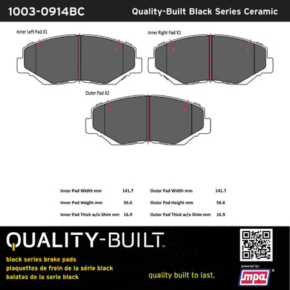 Quality-Built Black Series Ceramic Brake Pads 1003-0914BC