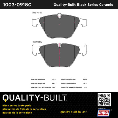 Quality-Built Black Series Ceramic Brake Pads 1003-0918C