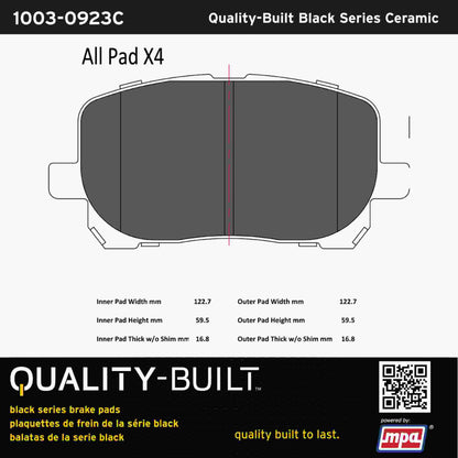 Quality-Built Black Series Ceramic Brake Pads 1003-0923C