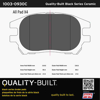 Quality-Built Black Series Ceramic Brake Pads 1003-0930C
