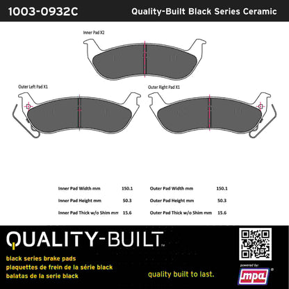 Quality-Built Black Series Ceramic Brake Pads 1003-0932C