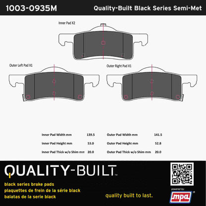 Quality-Built Black Series Semi-Metallic Brake Pads 1003-0935M