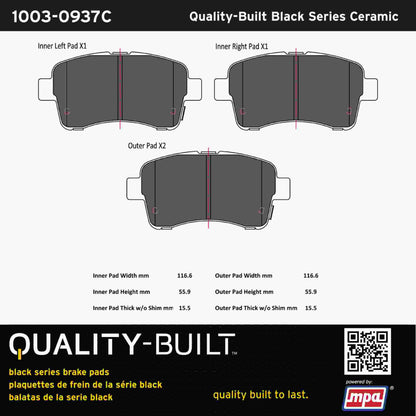 Quality-Built Black Series Ceramic Brake Pads 1003-0937C