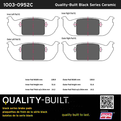 Quality-Built Black Series Ceramic Brake Pads 1003-0952C