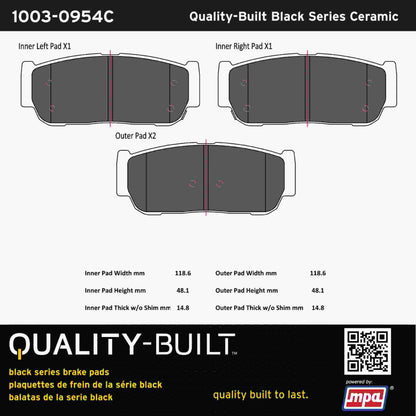Quality-Built Black Series Ceramic Brake Pads 1003-0954C