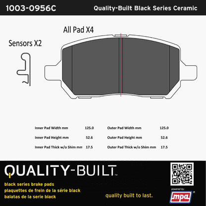 Quality-Built Black Series Ceramic Brake Pads 1003-0956C