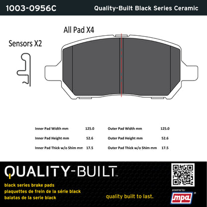 Quality-Built Black Series Ceramic Brake Pads 1003-0956C