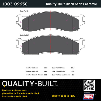 Quality-Built Black Series Ceramic Brake Pads 1003-0965C