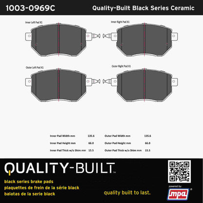 Quality-Built Black Series Ceramic Brake Pads 1003-0969C