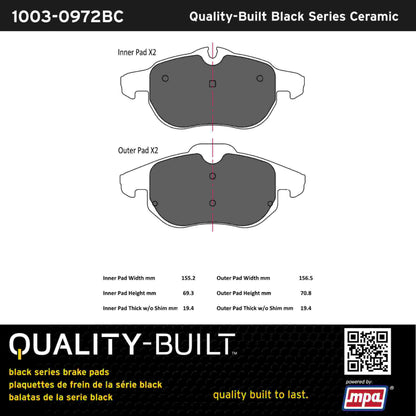 Quality-Built Black Series Ceramic Brake Pads 1003-0972BC