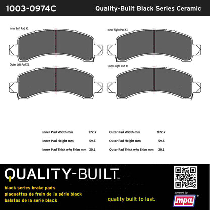 Quality-Built Black Series Ceramic Brake Pads 1003-0974C