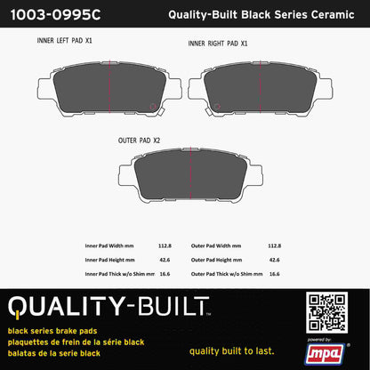 Quality-Built Black Series Ceramic Brake Pads 1003-0995C
