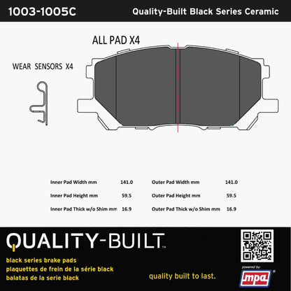 Quality-Built Black Series Ceramic Brake Pads 1003-1005C