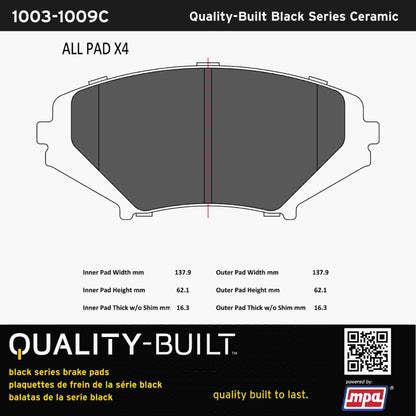 Quality-Built Black Series Ceramic Brake Pads 1003-1009C