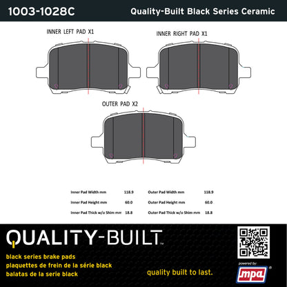 Quality-Built Black Series Ceramic Brake Pads 1003-1028C