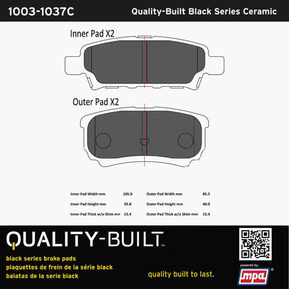 Quality-Built Black Series Ceramic Brake Pads 1003-1037C