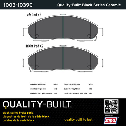 Quality-Built Black Series Ceramic Brake Pads 1003-1039C