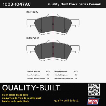 Quality-Built Black Series Ceramic Brake Pads 1003-1047AC