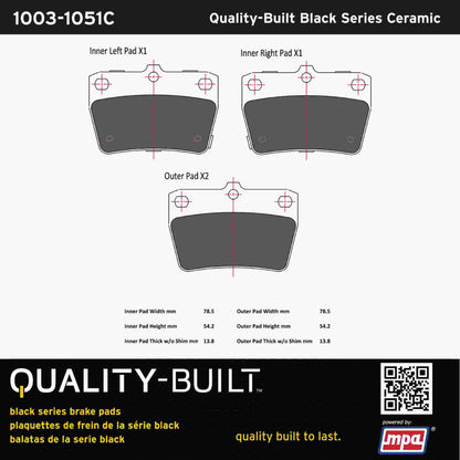 Quality-Built Black Series Ceramic Brake Pads 1003-1051C