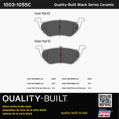 Quality-Built Black Series Ceramic Brake Pads 1003-1055C