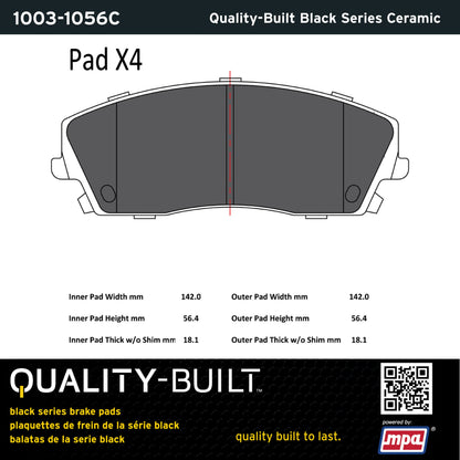 Quality-Built Black Series Ceramic Brake Pads 1003-1056C