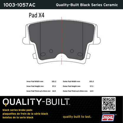 Quality-Built Black Series Ceramic Brake Pads 1003-1057AC