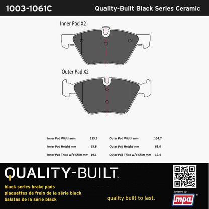 Quality-Built Black Series Ceramic Brake Pads 1003-1061C