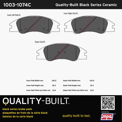 Quality-Built Black Series Ceramic Brake Pads 1003-1074C