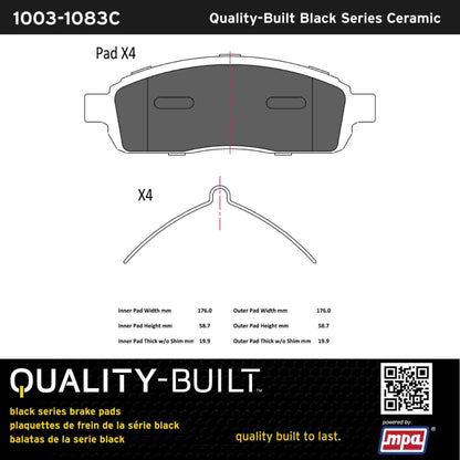 Quality-Built Black Series Ceramic Brake Pads 1003-1083C