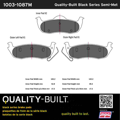 Quality-Built Black Series Semi-Metallic Brake Pads 1003-1087M
