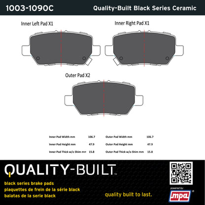 Quality-Built Black Series Ceramic Brake Pads 1003-1090C