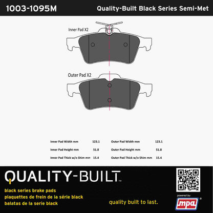 Quality-Built Black Series Semi-Metallic Brake Pads 1003-1095M