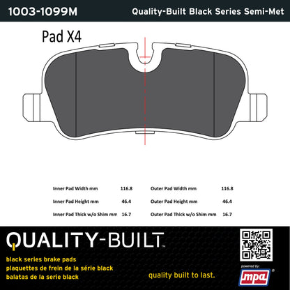 Quality-Built Black Series Semi-Metallic Brake Pads 1003-1099M