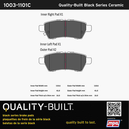 Quality-Built Black Series Ceramic Brake Pads 1003-1101C