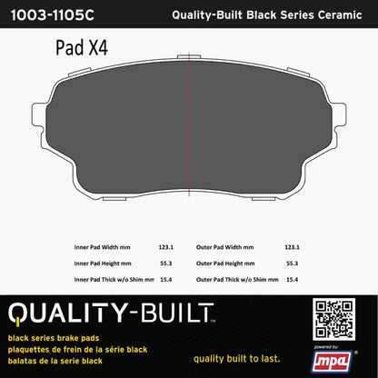 Quality-Built Black Series Ceramic Brake Pads 1003-1105C